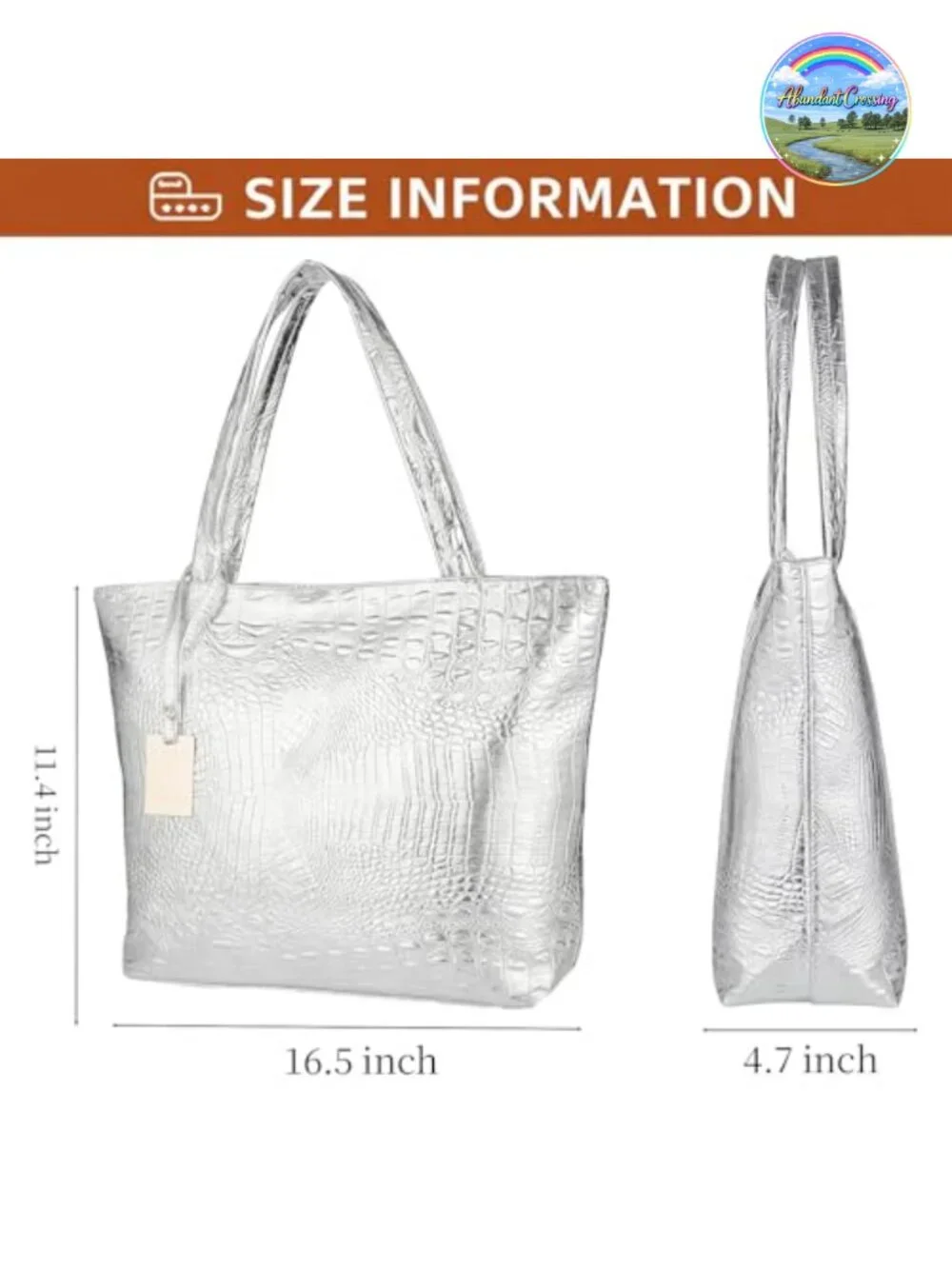 Oversized Crocodile Embossed Faux Leather Hobo Shoulder Bag Travel Satchel Tote